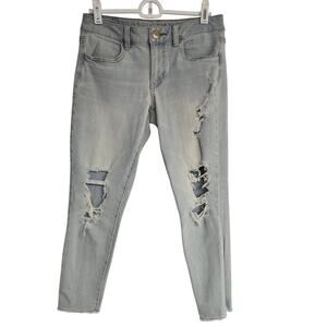 Women's American Eagle "Legging Crop" Lightwash Distressed Denim Jeans | Size 4